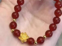中國黃金蓮花黃金手鏈女足金蓮花轉(zhuǎn)運(yùn)珠紅瑪瑙七夕情人節(jié)禮物送女朋友老婆 【京速達(dá)】蓮花手鏈【重版約1.4g-4顆金珠】 曬單實(shí)拍圖