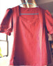 茵曼2024夏季新款法式方领套头泡泡袖修身气质显瘦棉质T恤女 大红色 L 实拍图