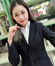 伊婭莎職業(yè)裝女裝套裝氣質(zhì)商務(wù)面試正裝西裝外套教師工裝酒店經(jīng)理工作服 單件深藍色西裝 XL 建議110-120斤 曬單實(shí)拍圖