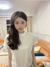 嫻柔半高領(lǐng)白色t恤女士短袖2025新款春夏氣質(zhì)拼接小立領(lǐng)修身上衣洋氣 白色 L 曬單實(shí)拍圖