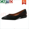 卡帝樂鱷魚（CARTELO）復(fù)古擦色粗跟單鞋女2025年秋季新款真皮尖頭淺口簡約低跟軟皮女鞋 黑色 38 曬單實(shí)拍圖