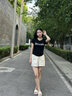 凡小如棉麻短褲女夏季2024新款高腰外穿休閑闊腿中褲工裝運(yùn)動(dòng)三分褲睡褲 白色M碼【建議體重80-100斤】 曬單實(shí)拍圖