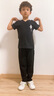 酷系（Cuulrite）兒童舞蹈服男童演出服專業(yè)T恤套裝現(xiàn)代舞服練功服男生拉丁舞服裝 黑色V領(lǐng)短袖+蘿卜褲 130 身高125-135cm 曬單實(shí)拍圖