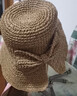 MISMEMO小沿草帽女夏天簡(jiǎn)約蝴蝶結休閑盆帽漁夫帽逛街出游鉤針遮陽(yáng)太陽(yáng)帽 暖桔色 曬單實(shí)拍圖