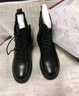 富貴鳥(niǎo)頭層牛皮馬丁靴女小短靴粗跟英倫高幫皮鞋2024新款秋冬季軟底靴子 黑色單里FN0214-0139 38 曬單實(shí)拍圖