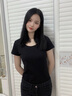 嫻柔黑色T恤女短袖2025年春夏新款內(nèi)搭女裝打底上衣 黑色【U型領(lǐng)】 L 曬單實拍圖