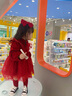 幼歌（YOUGE） 女童甜美絲絨拼接網(wǎng)紗連衣裙小女孩溫暖復古立領蓬蓬裙 紅色 90 cm 曬單實拍圖