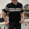 勺府polo衫男短袖體恤夏季新款韓版潮流半袖修身翻領(lǐng)拼接男裝夏裝上衣 黑色 L 曬單實(shí)拍圖