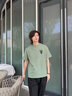 名創(chuàng  )優(yōu)品（MINISO）日系短袖男生t恤2025夏季男士闊版寬松大碼正肩純棉半袖情侶衣服 棕櫚綠(m邁得貓胸標) L 175 (名創(chuàng  )優(yōu)品 品控嚴格) 曬單實(shí)拍圖