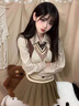 鹿依檸jk制服連衣裙女秋冬2024新款女裝復(fù)古英倫學(xué)院風(fēng)學(xué)生減齡套裝裙子 馬甲+襯衫+百褶短裙 M 曬單實(shí)拍圖