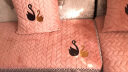 钟爱一生（CHERISHES LIFE）沙发垫套装加厚沙发罩套巾毛绒坐垫秋冬季防滑盖布新中式组合通用 水晶绒天鹅 简边粉色 90*90cm 单张 实拍图