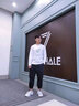 真維斯（Jeanswest）長(cháng)袖t恤男春秋純棉青少年休閑重磅二本針寬松大碼男士圓領(lǐng)打底衫 白#ZS橘色虎 3XL 【推薦170-200斤左右】 曬單實(shí)拍圖
