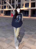 純棉重磅美式復(fù)古短袖t恤女夏季2025新款寬松小個(gè)子插肩撞色上衣 花灰拼藏青色【純棉重磅】 M（80-100斤） 曬單實(shí)拍圖