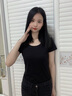 嫻柔黑色T恤女短袖2025年春夏新款內(nèi)搭女裝打底上衣 黑色【U型領(lǐng)】 L 曬單實拍圖