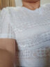 皮尔卡丹（pierre cardin）高端雪纺上衣短袖鸡心领T恤小衫2024夏季新款蕾丝百搭韩版显瘦 SD1705#白色 M 实拍图