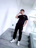 VACK 夏季休閑褲男士九分褲男潮牌修身小腳男生束腳褲男裝工裝褲男褲 黑色普通 XL 曬單實(shí)拍圖
