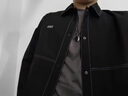 馬克華菲【明線(xiàn)休閑】翻領(lǐng)夾克男2025春秋新款超聲波刺繡通勤外套 黑色-夾棉款 L (175) 曬單實(shí)拍圖