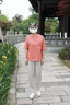 衣典零一（LEDIALYI）時(shí)尚洋氣減齡棉麻套裝女2025夏季新款中年休閑九分哈倫褲子兩件套 皮粉上衣+米白褲 M （建議110斤內(nèi)） 曬單實(shí)拍圖