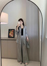品莠茶道禪服女 2024春夏棉麻中國風(fēng)民族風(fēng)休閑設計感襯衫闊腿褲 灰色套裝 xl 建議115-130斤 曬單實(shí)拍圖