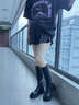星期六長筒靴女靴復(fù)古棕色厚底2025春冬新款百搭顯瘦騎士靴高筒長靴子女 黑色 37 曬單實拍圖