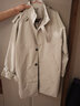 羅蒙（ROMON）風(fēng)衣男商務(wù)休閑中長(cháng)款外套時(shí)尚大衣修身上衣服 D-2022 米白 XL  曬單實(shí)拍圖