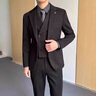 皮爾卡丹（pierre cardin）商務(wù)修身西服套裝男士春夏季新款呢料西裝三件套新郎結婚正裝禮服 SJT8339卡其色兩件套【西服+西褲】 2XL 曬單實(shí)拍圖