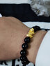 蒂蔻（Tico）足金招財貔貅黃金轉運珠手鏈男士款黑曜石手串3D硬金飾情人節禮物 曬單實(shí)拍圖