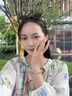 郎凱丹頓和田玉手串鈴蘭花開純銀手鏈女天然晴水轉運散珠子配黃金輕奢禮物 曬單實拍圖