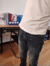VOOJAY歐貨復古牛仔褲男潮牌修身小腳韓版潮流彈力百搭懷舊高端休閑男褲 藍色 32 曬單實(shí)拍圖