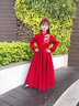 小咔衣濃兒童禮服公主裙小女孩主持人長(cháng)袖鋼琴演出服女童過(guò)年拜年服秋冬季 酒紅色3687長(cháng)款立領(lǐng) 140 曬單實(shí)拍圖