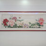 弘舍 新中式客廳裝飾畫(huà)背景墻花開(kāi)富貴壁畫(huà)臥室床頭牡丹花掛畫(huà)花鳥(niǎo)畫(huà) 典雅紅褐 成品尺寸 寬185*高65cm 曬單實(shí)拍圖