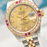 【二手99新】勞力士女表69173日志系列自動(dòng)機械后盤(pán)18K黃金表徑26mm時(shí)尚名手表奢侈品腕表送禮 紅寶石外圈鑲鉆26mm 曬單實(shí)拍圖