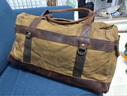 勞斯名爵（RollsMinjor）英國旅行包男帆布手提包休閑大容量通勤男包防水油蠟牛皮背包 卡其色 55*24*32cm 曬單實(shí)拍圖