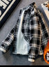 安初夏小香風(fēng)毛呢外套男士秋冬季加絨潮牌學(xué)生寬松格子休閑夾克男裝衣服 XXF001黑色加絨 XL 【建議120-140斤】 曬單實(shí)拍圖