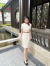 威世品秋季空姐職業(yè)連衣裙女售樓部案場(chǎng)客服前臺(tái)接待工作裝美容師工作服 米色九分袖連衣裙 M 建議98-107斤 曬單實(shí)拍圖