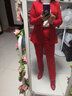 安依蓮小西裝女套裝春秋職業(yè)裝女裝紅色西服結婚禮服白領(lǐng)正裝經(jīng)理工作服 紅色西裝+褲子+裙+8168黑襯衫 M 曬單實(shí)拍圖