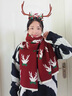 MAINLYKITTY圍巾女秋冬季保暖女士圍脖可愛元旦生日新年禮物送女友老婆 【雪花鹿紅】-禮盒裝 曬單實(shí)拍圖
