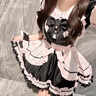 閃動(dòng)少女（SHANDONGSHAONV）洛麗塔Lolita日系黑粉女仆裝少女貓咪可愛(ài)重工動(dòng)漫連衣裙lo蘿莉塔 黑粉 S 70~95斤 曬單實(shí)拍圖