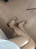 CHRISTY KAYLA2cm復古軟皮單鞋蝴蝶結平底鞋蛋卷鞋豆豆鞋瓢鞋粗跟 綠色 34 曬單實拍圖