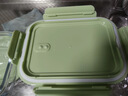 青蘋果青蘋果玻璃飯盒微波爐加熱專用碗上班族帶飯餐盒水果保鮮盒便當盒 綠色長無分隔大中小+包餐具 曬單實拍圖