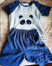 猫人儿童睡衣纯棉男童短袖套装夏季薄款中大童家居服 蓝色熊猫 140 实拍图