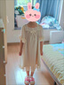 G.duck女童公主宮廷睡裙春夏款短袖長(cháng)居家服女孩蕾絲網(wǎng)紗莫代爾親子睡衣 米色 140 cm 建議身高130-140厘米 曬單實(shí)拍圖