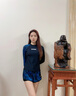 美津濃（MIZUNO）泳衣女分體長袖防曬速干運動泳裝保守顯瘦度假沙灘褲G3302黑M 曬單實拍圖