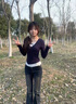 沂懿長(cháng)袖t恤女v領(lǐng)短款辣妹上衣2025新款潮流小個(gè)子純欲風(fēng)修身打底衫 蕾絲紐扣假兩件t恤【藏青色】 L 曬單實(shí)拍圖