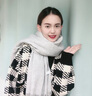 宸勁佰圍巾女冬保暖羊毛披肩加寬柔軟超大秋冬季學(xué)生圍脖套頭百搭款騎車 淺灰色 曬單實拍圖