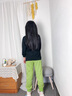 森葩女童褲子運動(dòng)褲秋冬加絨兒童褲子秋款2023新款女大童春秋休閑衛褲 綠色（加絨） 140碼(建議身高135cm左右) 曬單實(shí)拍圖