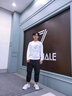 真維斯（Jeanswest）長(cháng)袖t恤男春秋純棉青少年休閑重磅二本針寬松大碼男士圓領(lǐng)打底衫 白#ZS橘色虎 3XL 【推薦170-200斤左右】 曬單實(shí)拍圖