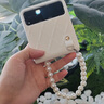 純彩 適用摩托羅拉moto razr40手機殼折疊屏保護套親膚超薄防摔連體斜挎手提式時尚皮紋硬殼 【玉石白】 曬單實拍圖