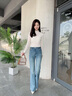 香影法式氣質(zhì)長(cháng)袖t恤女2025秋季夏新款半高領(lǐng)肌理感正肩打底上衣 米色 S 曬單實(shí)拍圖