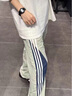 衣然呈品休閑褲男士美式運(yùn)動(dòng)多巴胺速干潮流三條杠寬松直筒傘兵褲子夏季男 淺綠色 XL【建議125-140斤】 曬單實(shí)拍圖